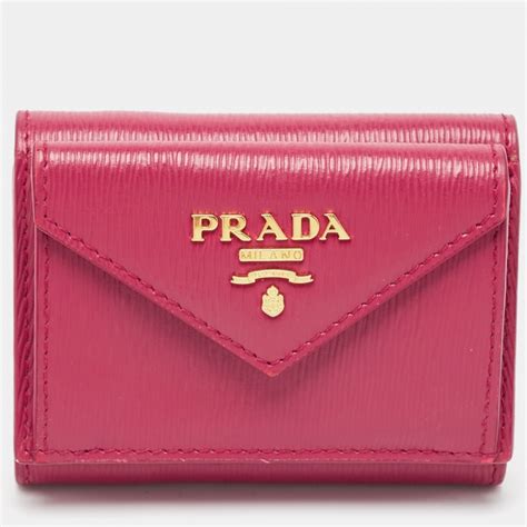 prada vitello trifold wallet pink|Prada Pink Vitello Move Leather Trifold Compact Wallet .